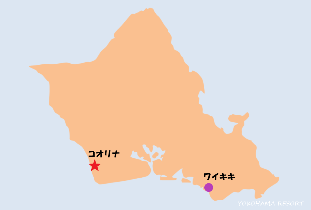 ハワイ オアフ島地図 ワイキキ コオリナ