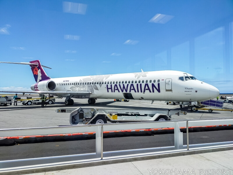 駐機しているハワイアン航空の機体